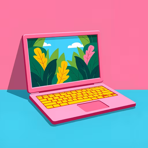 Pink Laptop Illustration