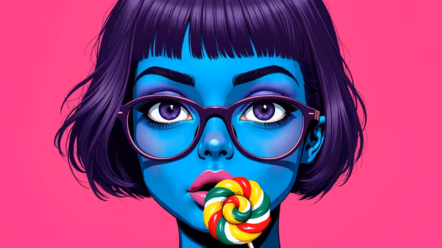 Pop Art Girl with Lollipop
