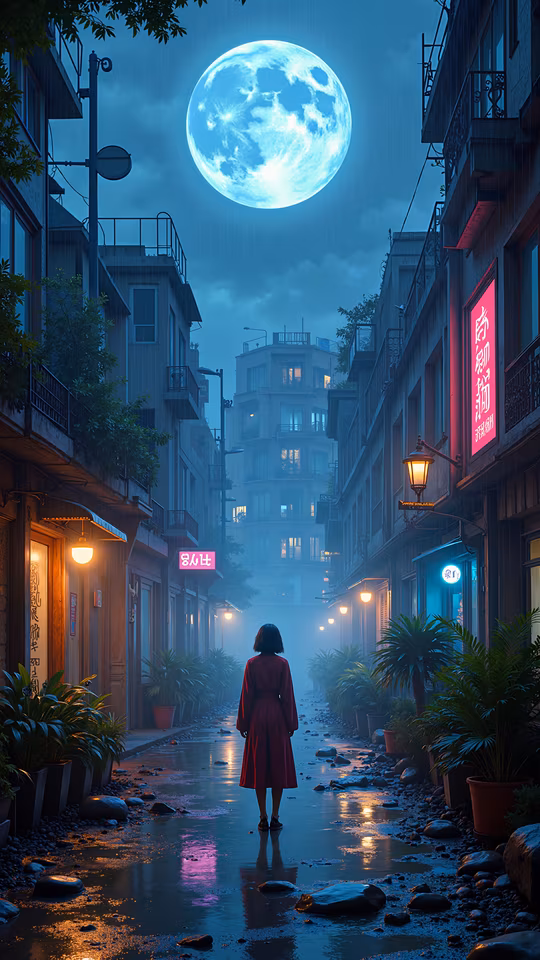 Rainy Moonlit Alley