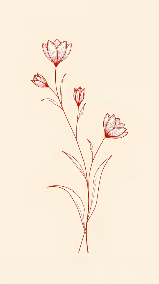 Red Floral Sketch