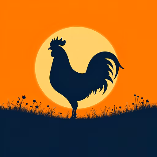 Rooster Silhouette at Sunset