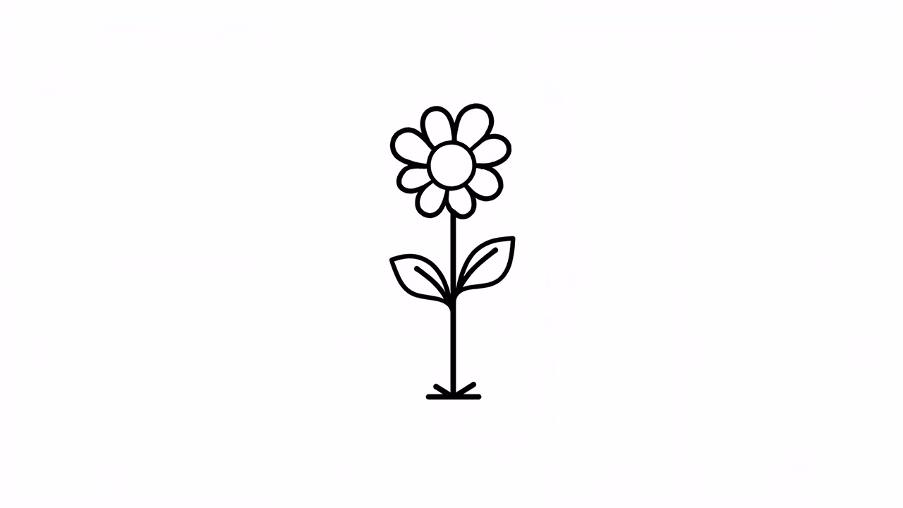 Minimalist black and white flower illustration