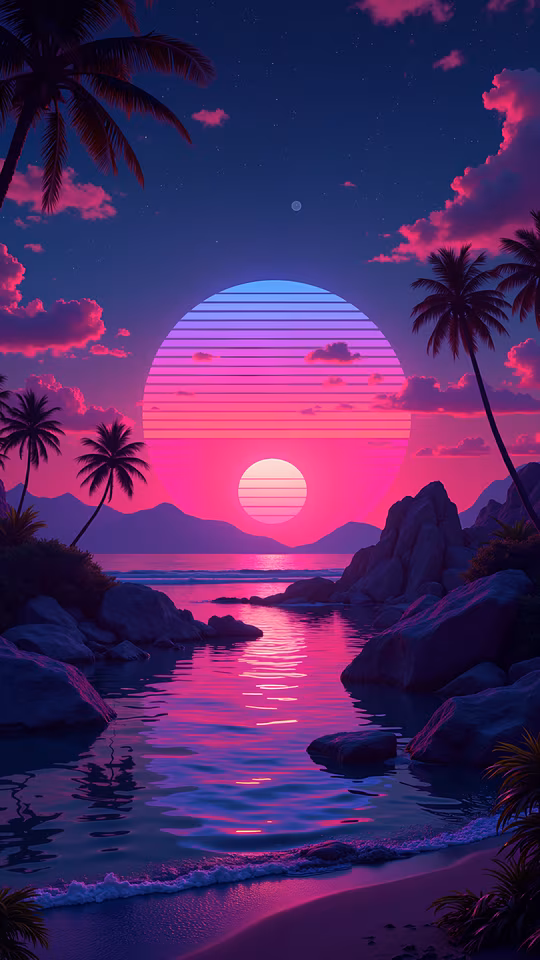 Synthwave Sunset Illustration