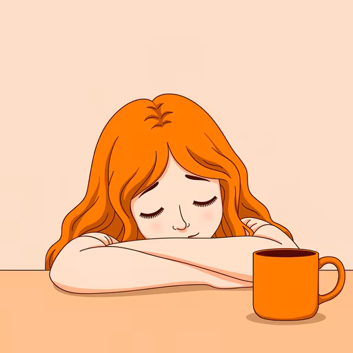 Tired Girl Illustration