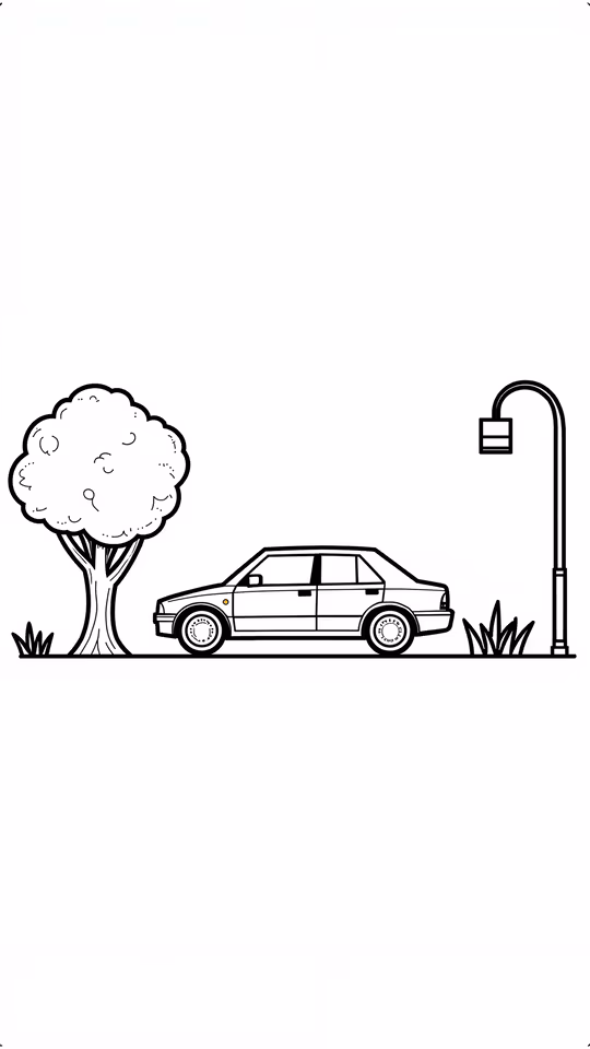 Tree and Car Illustration
