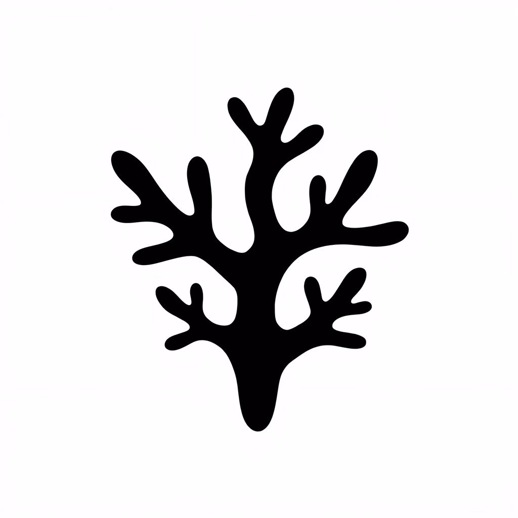 Minimalist black tree silhouette on white background