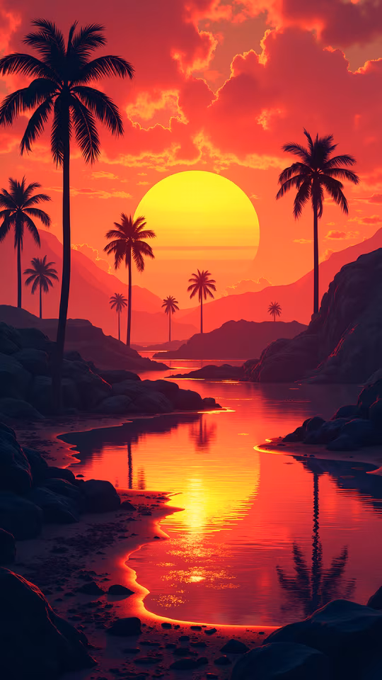 Tropical Sunset Illustration