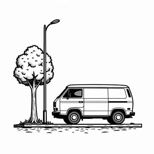 Van and Tree Illustration