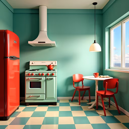 Vintage Kitchen with Bold Colors