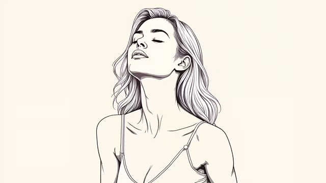 Woman in Black and White Illustration