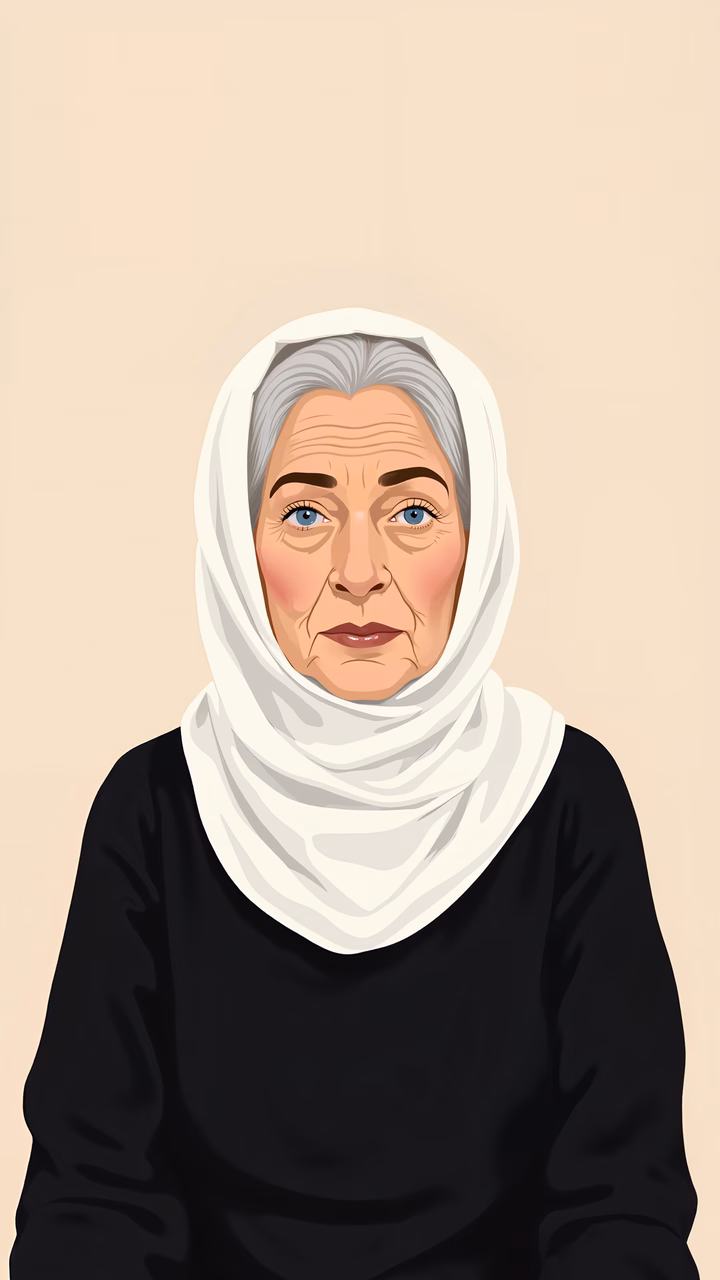 A detailed illustration of a woman in a hijab, exuding serenity and grace.