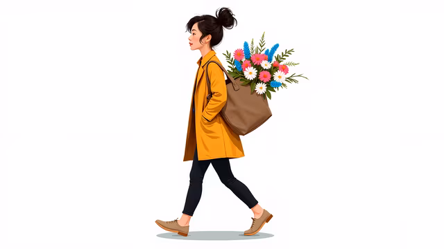 Woman with Flowers Illustration