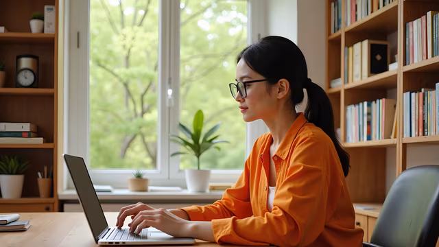 Woman Working on Laptop