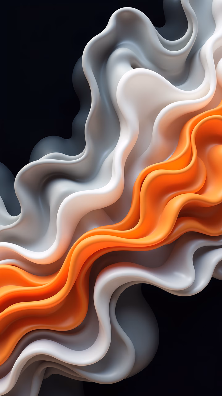 Dynamic abstract illustration with flowing lines and vibrant colors on a black background.