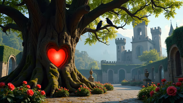 Heart Tree Castle Illustration