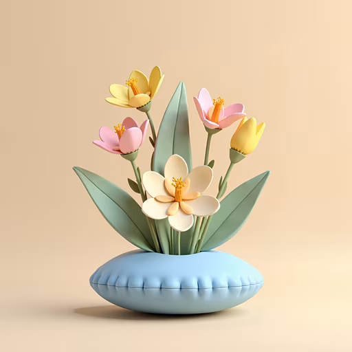 Pastel Flowers on Pillow