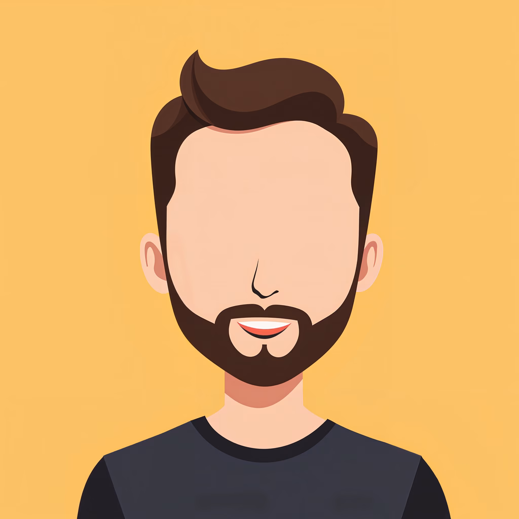 Friendly bearded gentleman portrait on a warm yellow background.