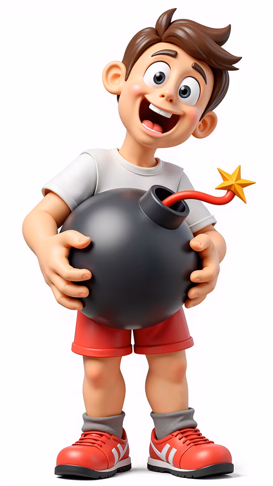 Boy Holding Bomb