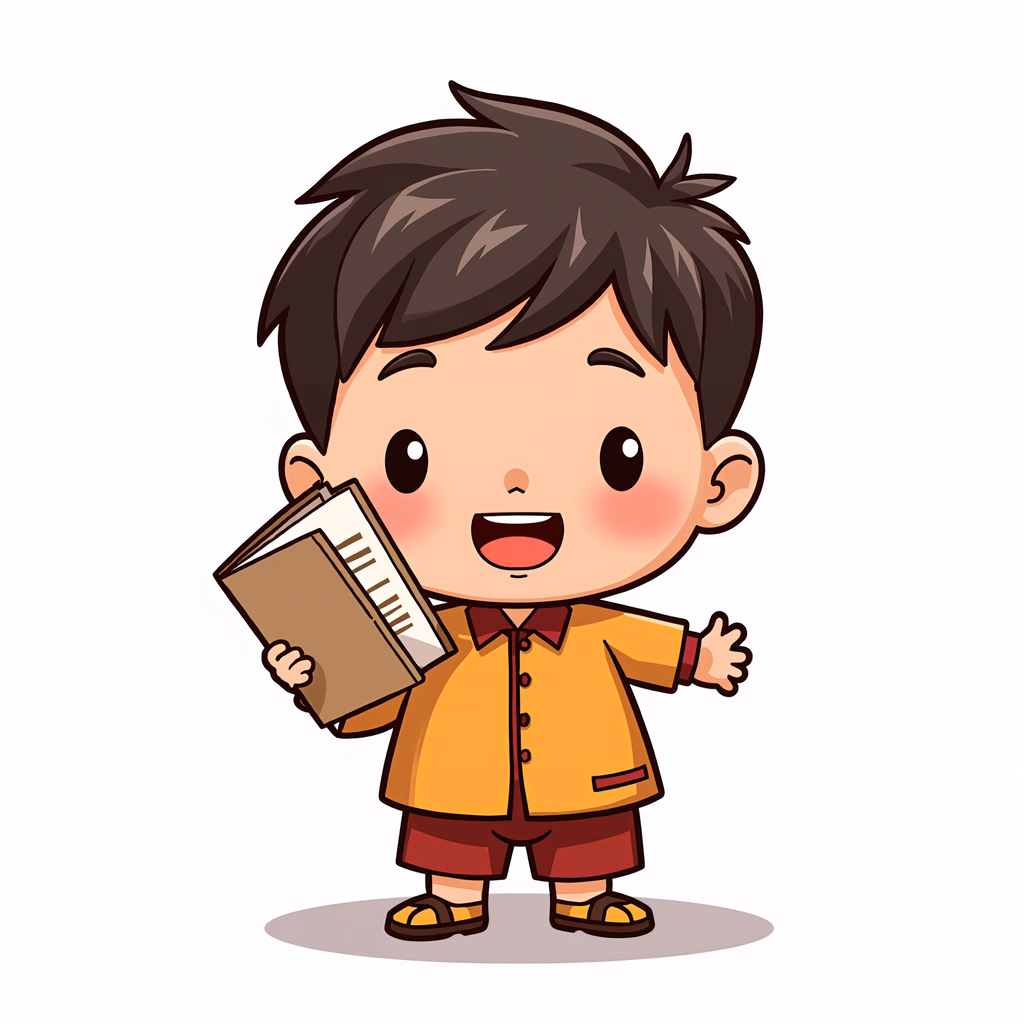 A happy child reading a book, perfect for educational materials.