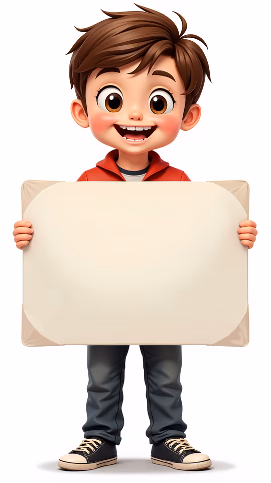 Cartoon Boy Holding Blank Sign