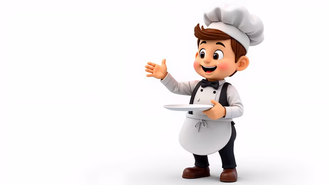 Cartoon Chef Presenting