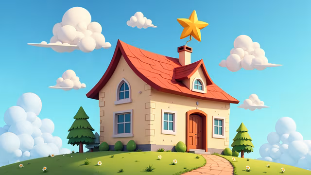 Cartoon House with Star