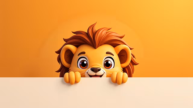 Cartoon Lion Peek