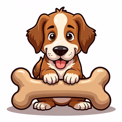 Cartoon Puppy with Bone