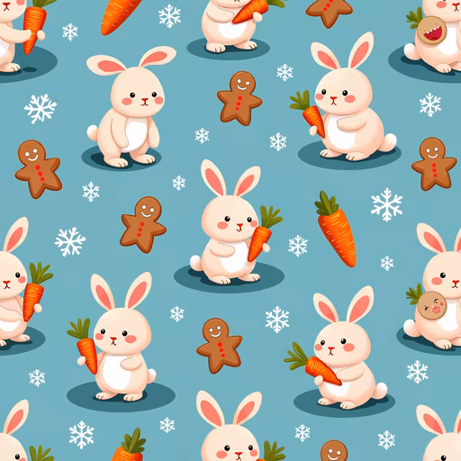 Cartoon Rabbits and Gingerbread Cookies