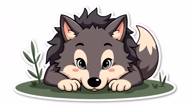 Cartoon Wolf Peeking