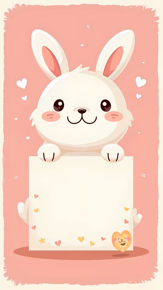 Cute Bunny Holding Blank Sign