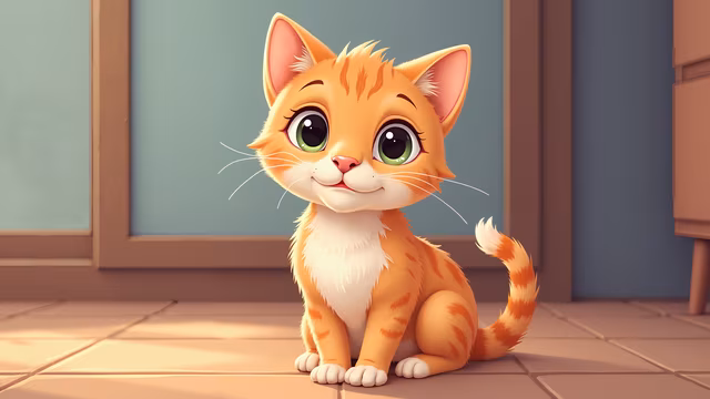 Cute Cartoon Kitten