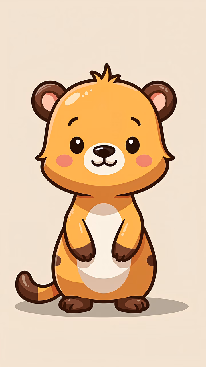 A sweet cartoon tiger sitting upright, perfect for children's art.