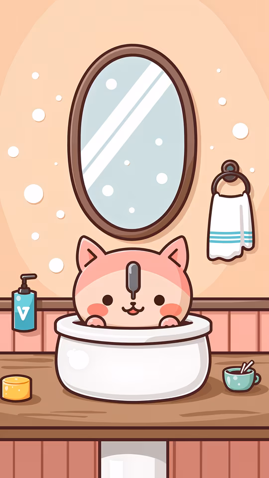 Cute Cat Bathing