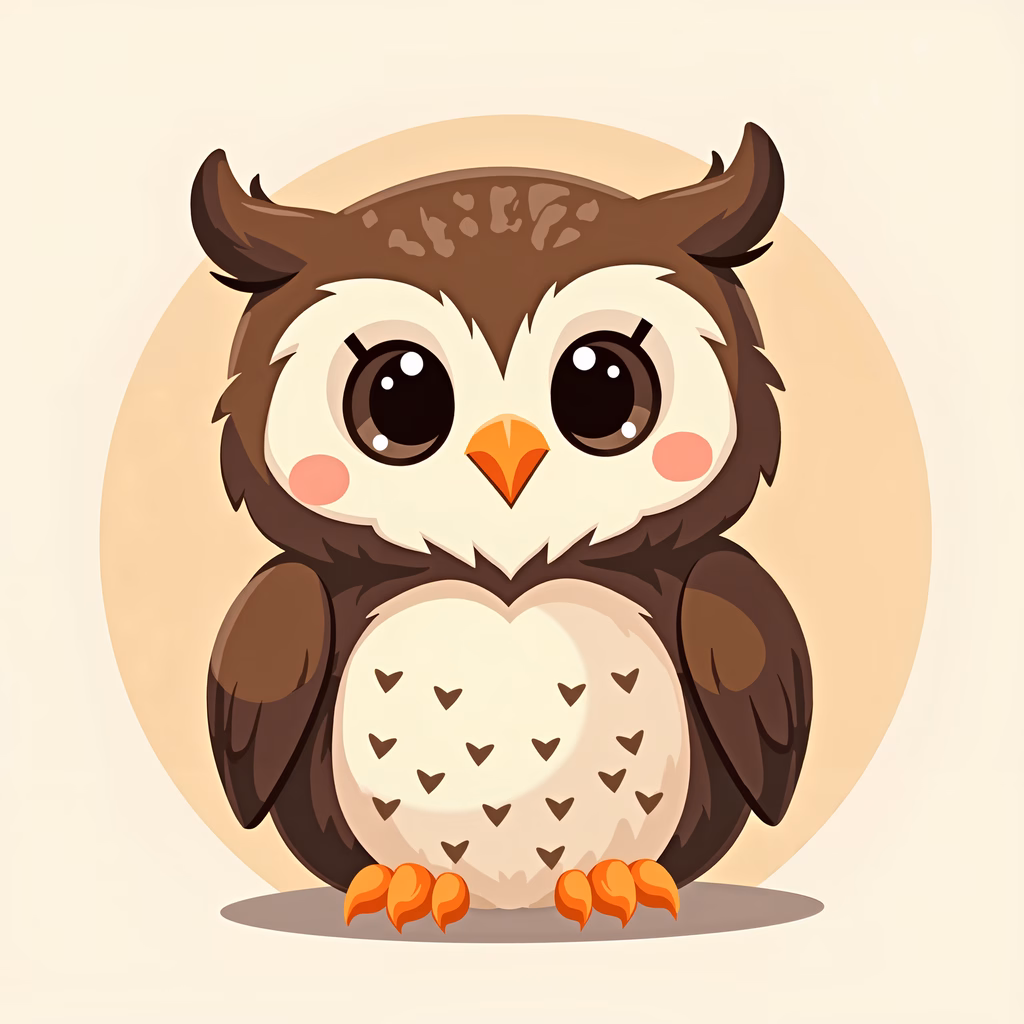 A sweet, heart-shaped owl with big eyes, perfect for children's decor.
