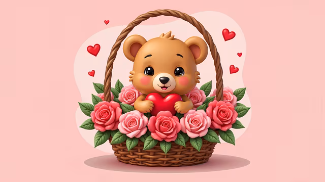 Cute Teddy Bear Basket