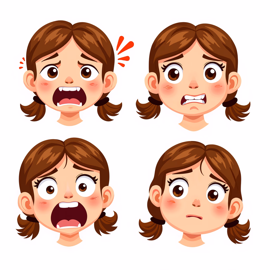 Cartoon-style illustrations of varied emotional expressions.