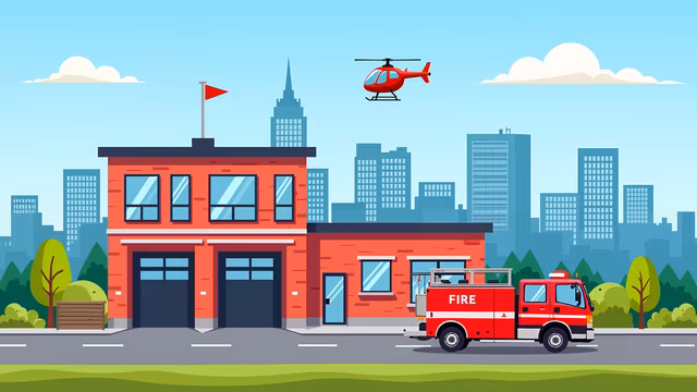 Fire Station Illustration