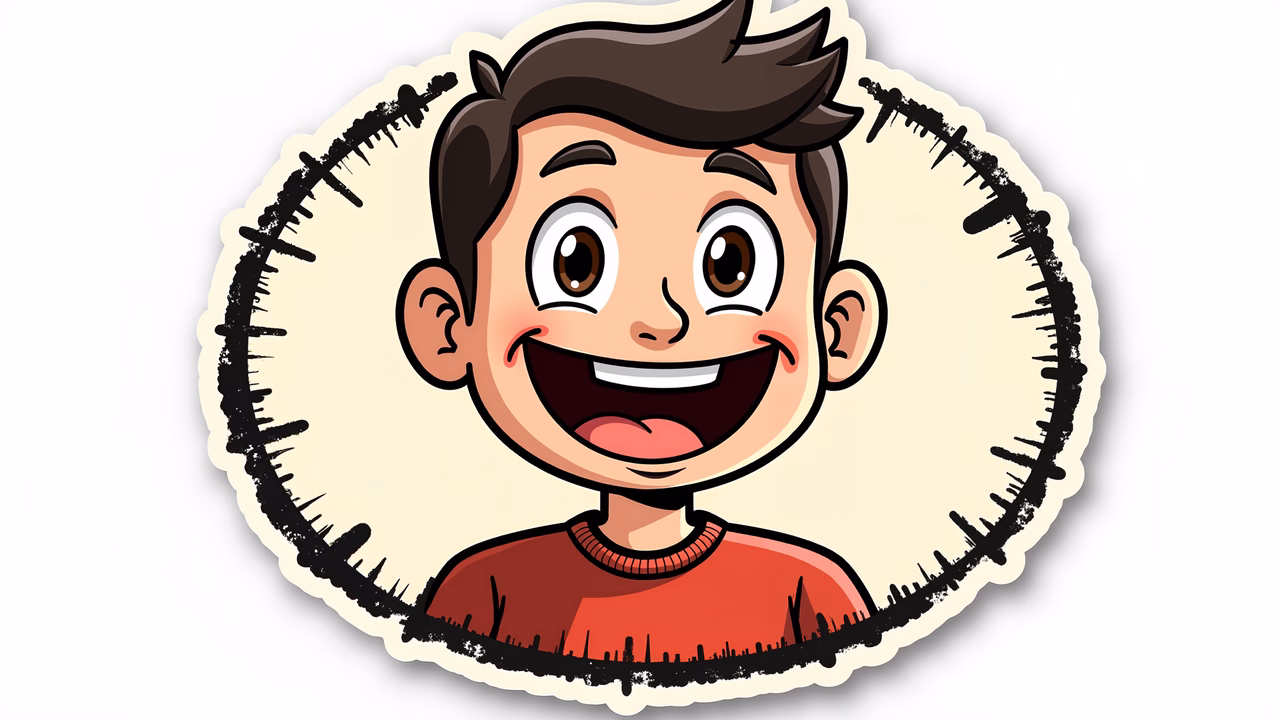 Bright and cheerful cartoon character with a big smile.