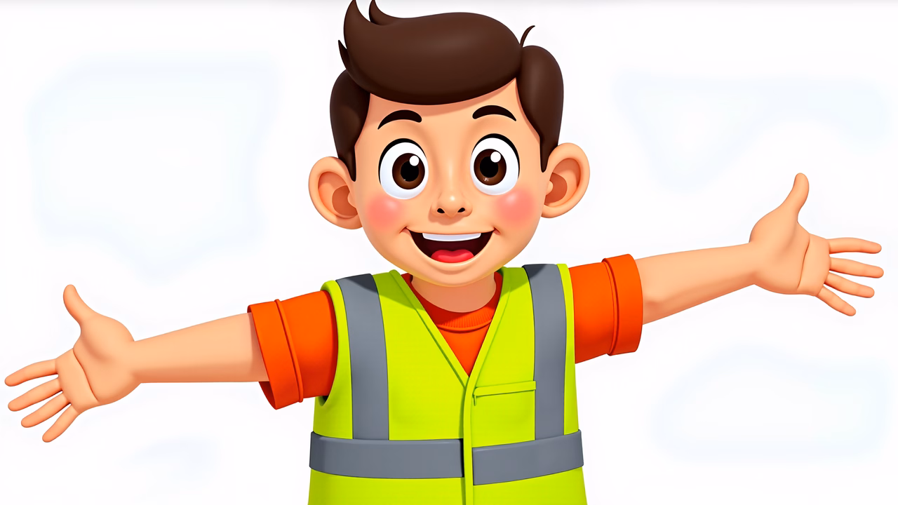 A smiling construction worker in a safety vest, ready for action!