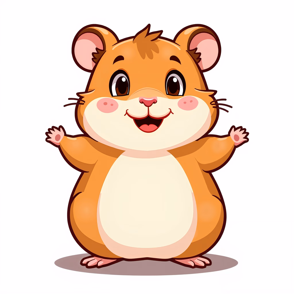 A cute, smiling hamster with open arms, perfect for children's art and illustrations.