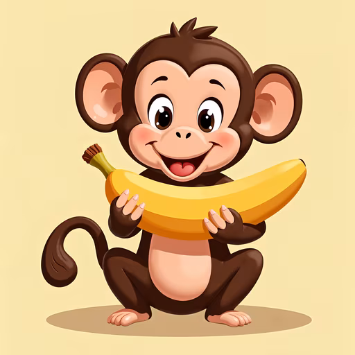 Happy Monkey Holding Banana