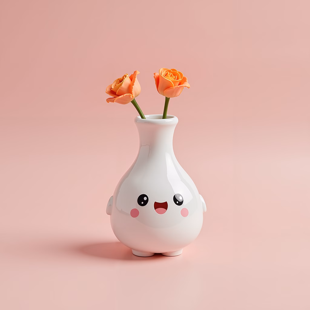 A cute vase with roses, perfect for home decor or gifts.