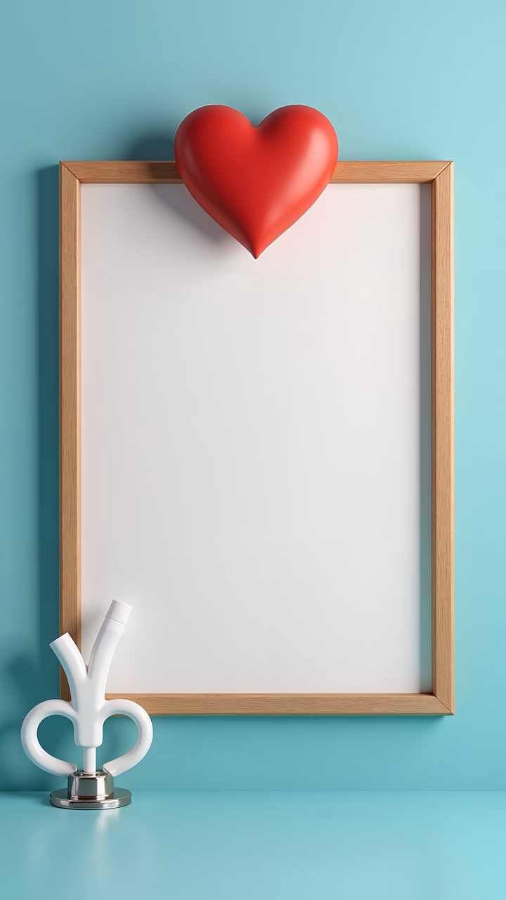 Minimalist heart illustration on a blank frame, romantic and serene.