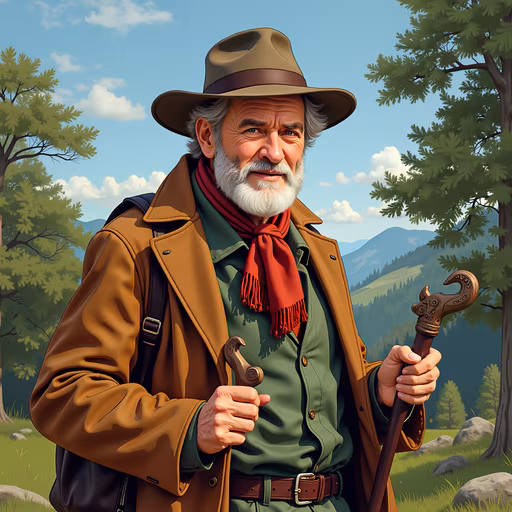 Hiker in Nature Illustration