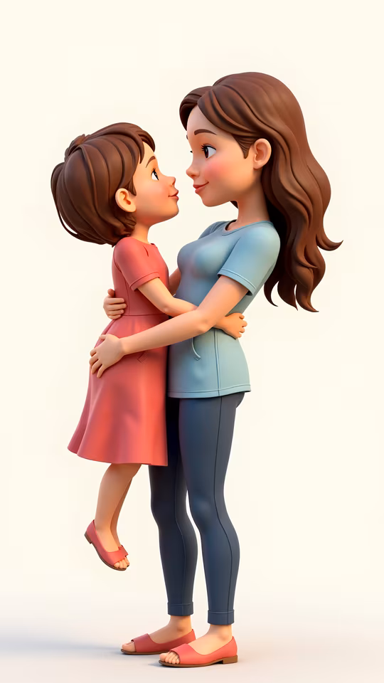 Mother and Daughter Embrace