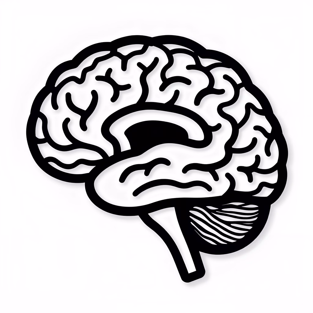 Sad face on a human brain, stark contrast, emotional art