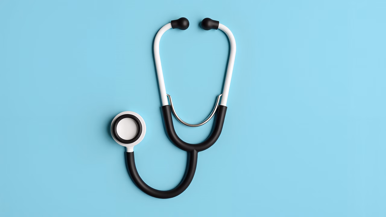 Minimalist stethoscope illustration on light blue background