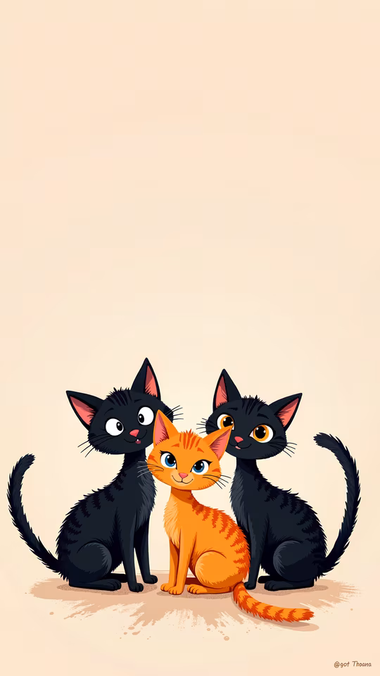 Three Cats - Illustration