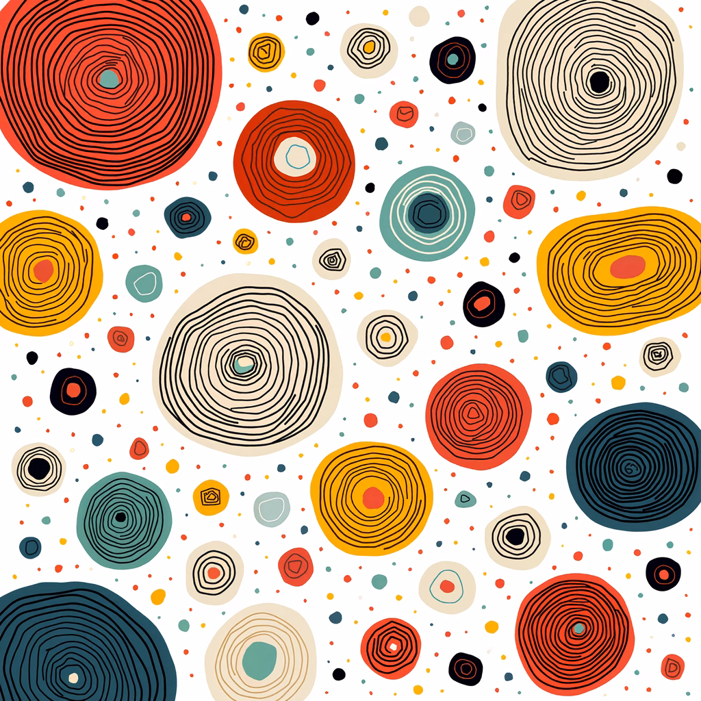 Vibrant abstract circles in a playful pattern design.